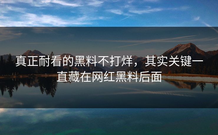 真正耐看的黑料不打烊,其实关键一直藏在网红黑料后面