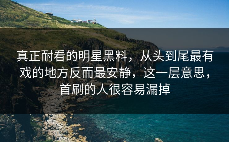 真正耐看的明星黑料,从头到尾最有戏的地方反而最安静,这一层意思,首刷的人很容易漏掉 真正耐看的明星黑料,从头到尾最有戏的地方反而最安静,这一层意思,首刷的人很容易漏掉