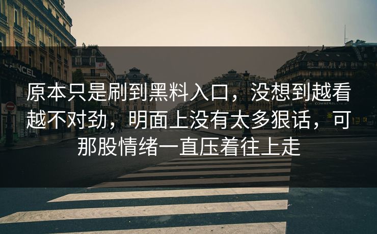 原本只是刷到黑料入口,没想到越看越不对劲,明面上没有太多狠话,可那股情绪一直压着往上走