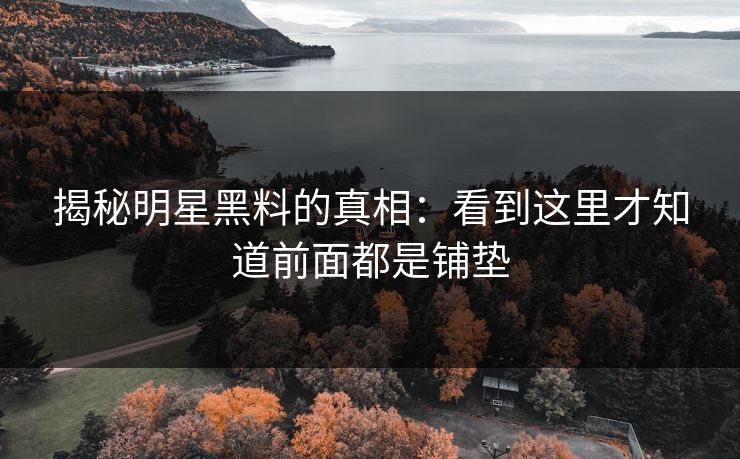 揭秘明星黑料的真相:看到这里才知道前面都是铺垫